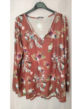 Tunique attrape rêve rouille col V