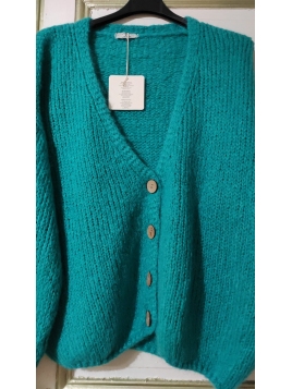 Gilet noir bouton bois